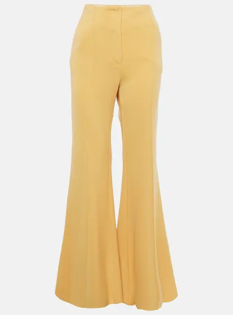 Celine Yellow Wool Knit Wide Leg Trousers M