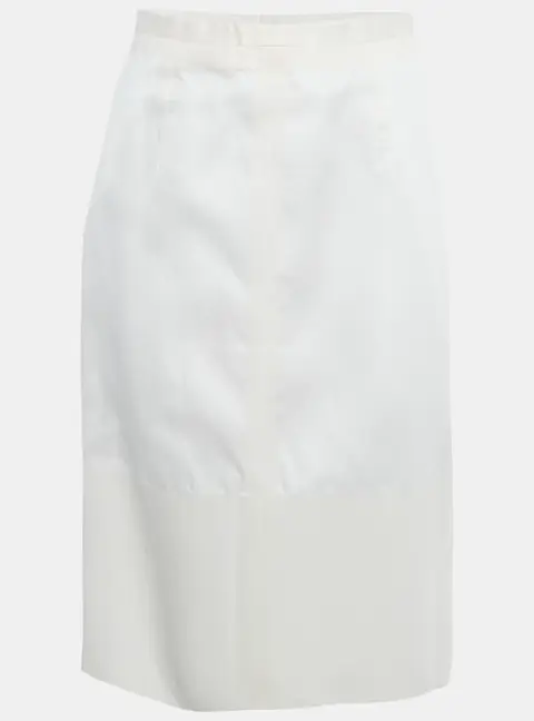 Celine White Cotton Structured Midi Skirt M