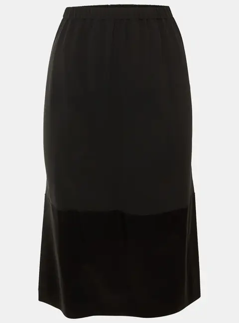 Celine Black Crepe Paneled Midi Skirt M