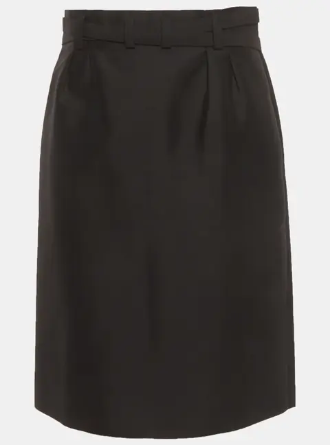 Celine Black Dupion Cotton Blend Pencil Skirt M