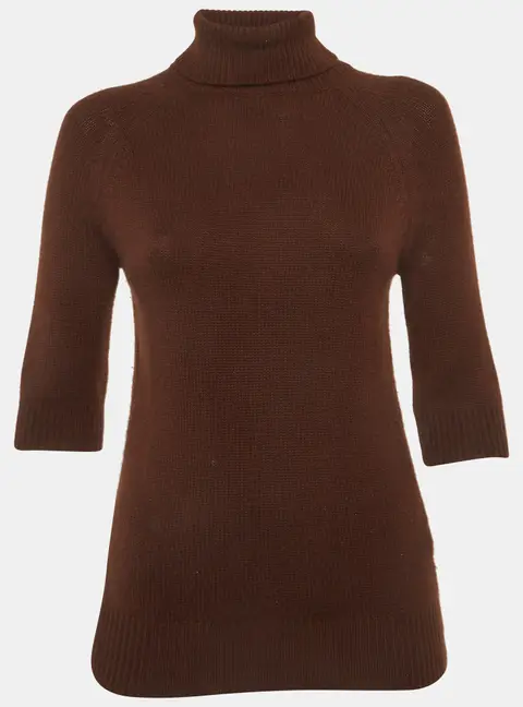 Celine Brown Rib Knit Turtle Neck Sweater M