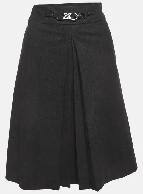Celine Grey Wool Waist Detail Pencil Skirt S