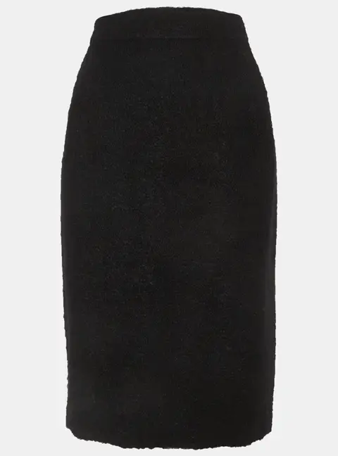 Celine Black Shearling Pencil Skirt L