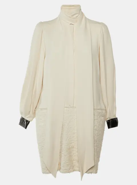 Celine Cream Silk & Wool Mini Dress M