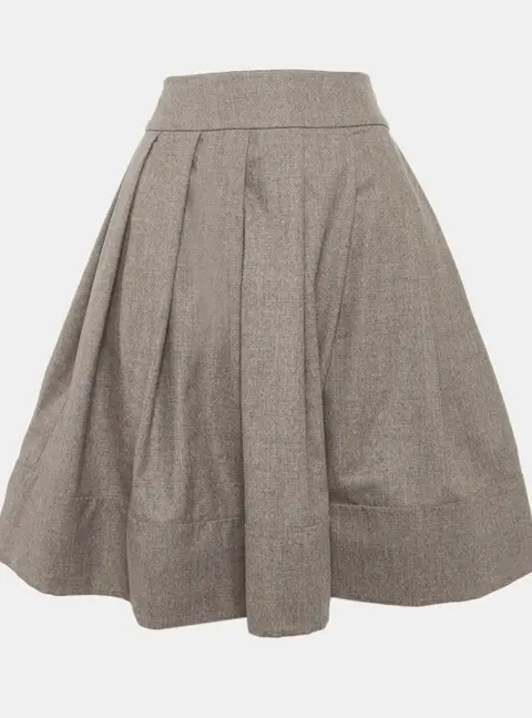Celine Grey Wool Pleated Mini Skirt M
