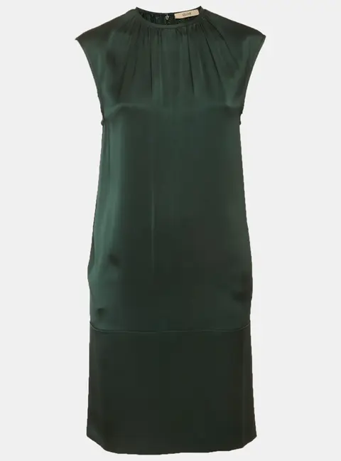Celine Green Silk Shift Mini Dress S