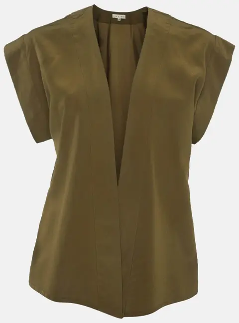 Celine Olive Green Silk Open Front Top S