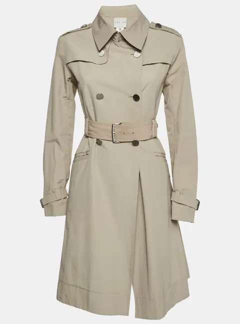 Celine Beige Gabardine Double Breasted Trench Coat M
