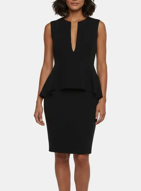 Celine Black Crepe Mini Peplum Dress M