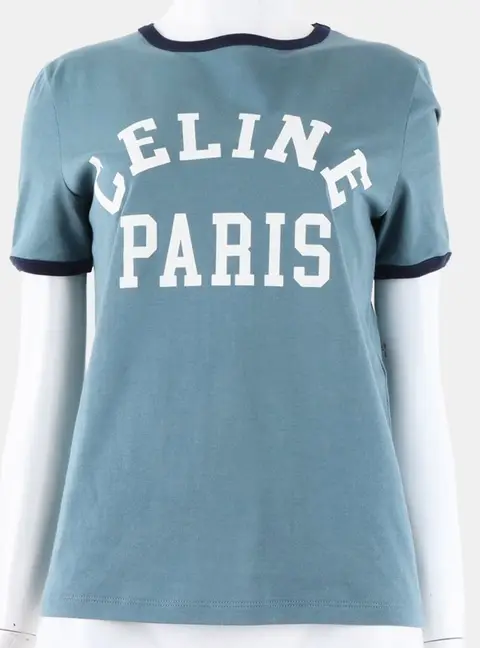 Celine Blue Cotton Short Sleeves Size M