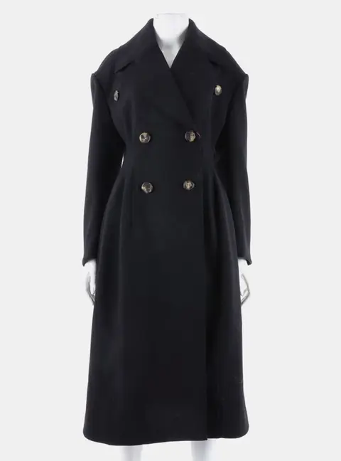Celine Black Wool Buttoned Coat Size M