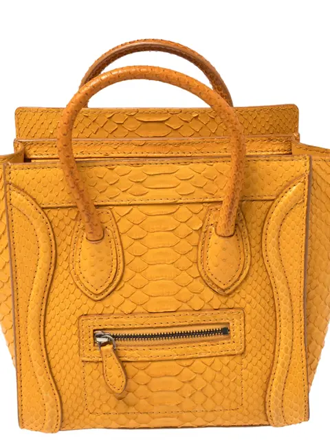 Celine Yellow Python Nano Luggage Tote