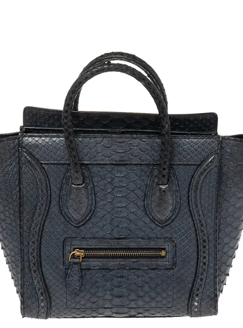 C&eacute;line Navy Blue Python Nano Luggage Tote