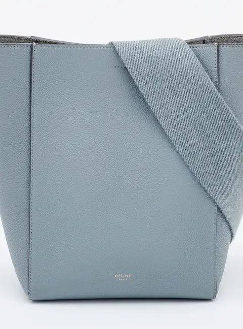 Celine Grey Leather Small Sangle Bucket Bag