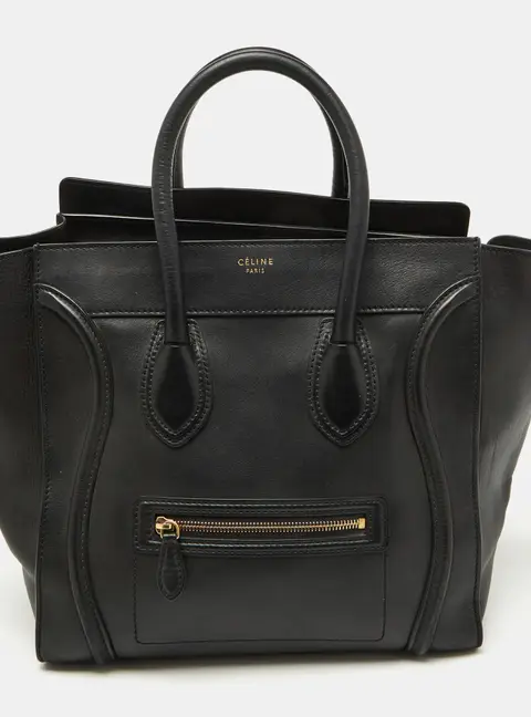 Celine Luggage Black Leather Tote Bag