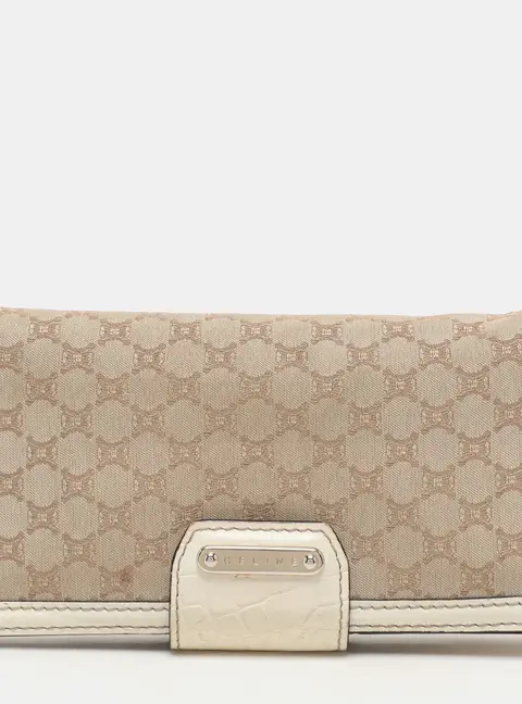 Celine Brown/Cream Macadam Canvas Triomphe Vintage French Wallet