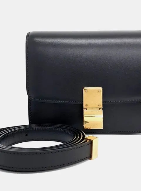 Celine Classic Box Small Black Smooth Calfskin Leather Shoulder Bag