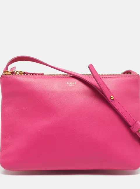 Celine Fuchsia Leather Small Trio Crossbody Bag