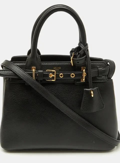 Celine Black Supple Leather Teen Conti Satchel