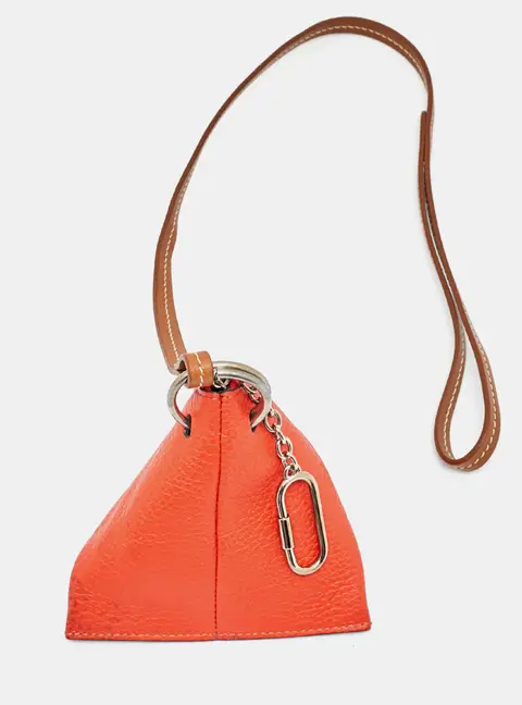 Celine Orange Leather Triangle Coin Purse
