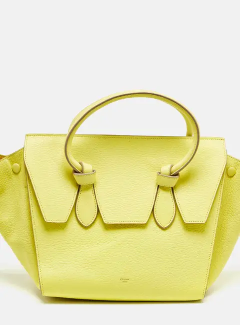 Celine Lime Yellow Leather Mini Tie Tote