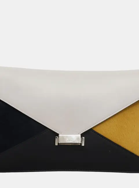 Celine Envelope Clutch Multicolor Calfskin Leather Pony Hair Clutch Bag