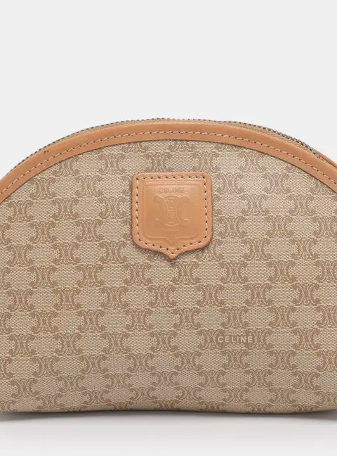 Celine Beige Coated Canvas Pouch Clutch
