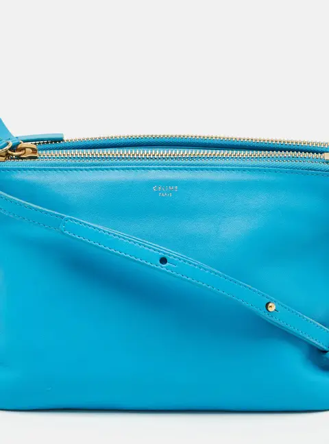 Celine Blue Leather Small Trio Crossbody Bag