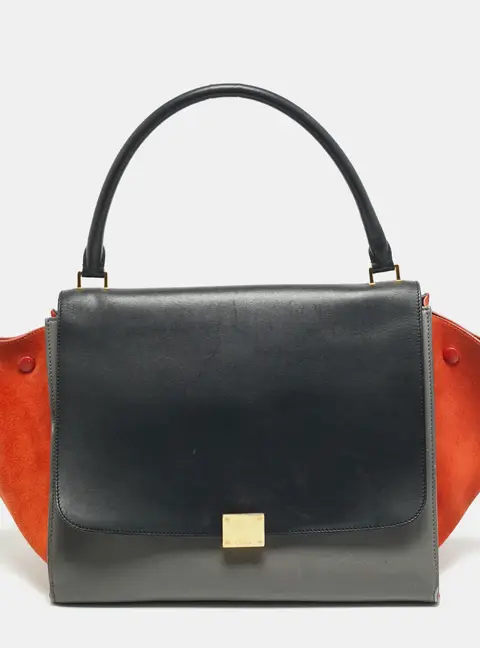 Celine Trapeze Large Tricolor Leather and Suede Top Handle Bag