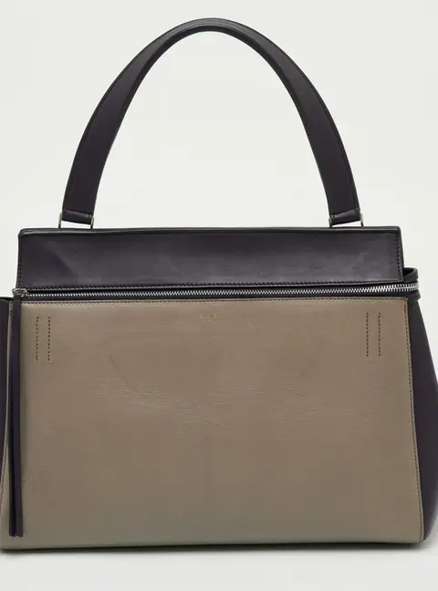 Celine Edge Large Purple/Grey Leather Top Handle Bag