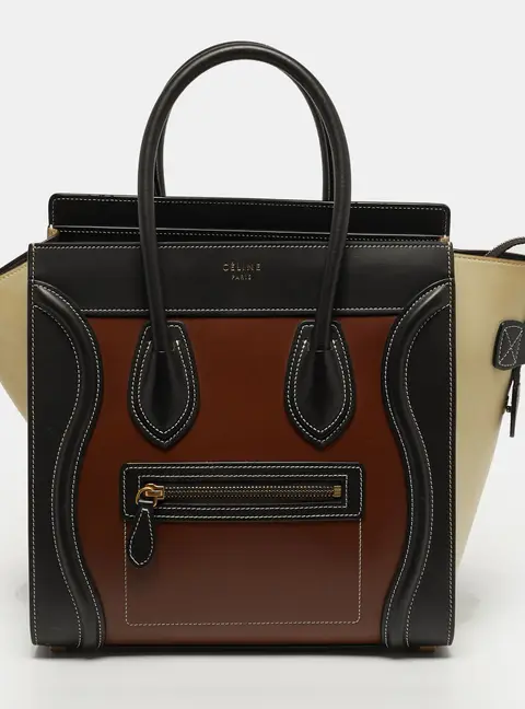 Celine Luggage Micro Tricolor Leather Tote