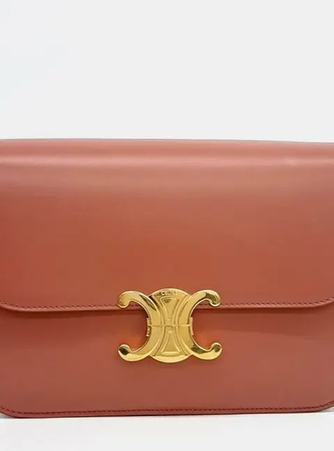 Celine Triomphe Medium Brown Leather Shoulder Bag