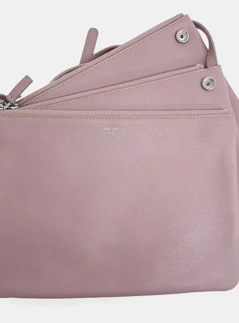 Celine Leather Pink Trio Bag Large