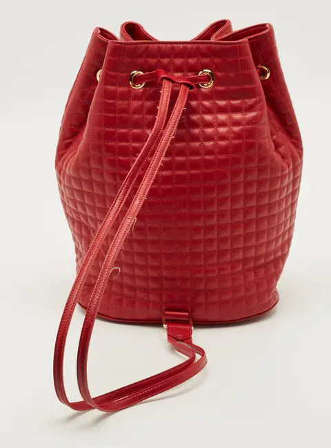 Celine Red Quilted Leather Drawstring Backpack