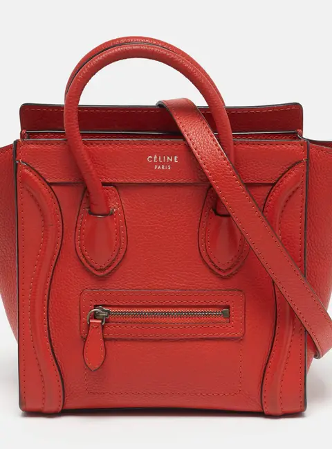 Celine Nano luggage Orange Leather Tote