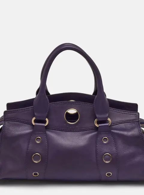 Celine Vintage Purple Leather Satchel