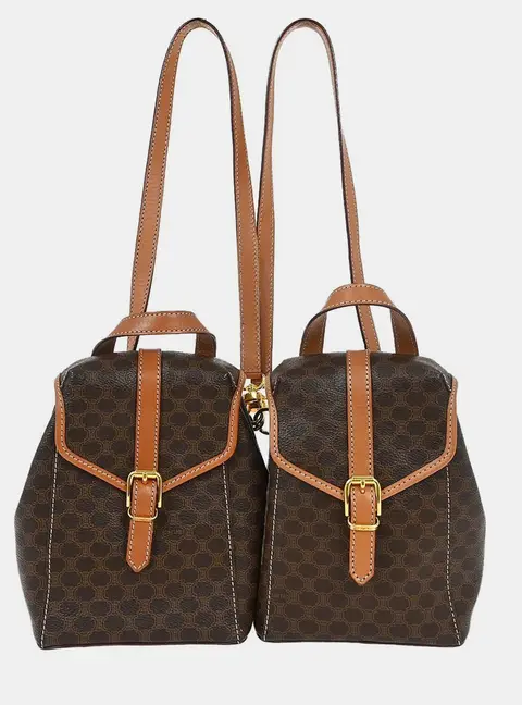 Celine Macadam Twin One Size Brown PVC Leather Backpack Bag