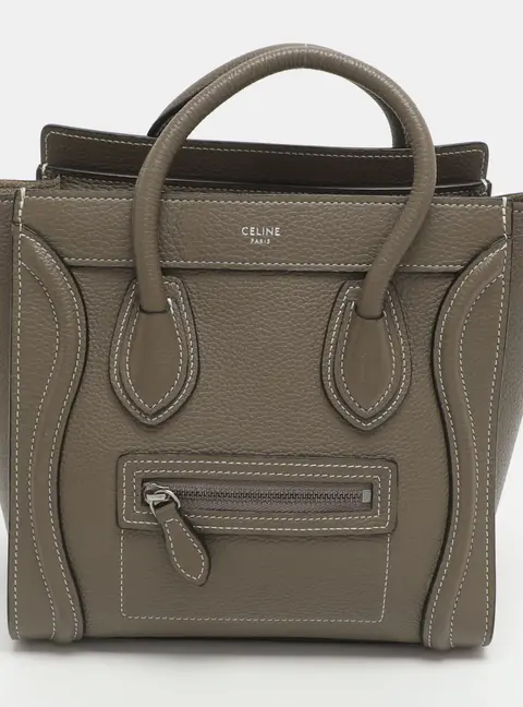 Celine Luggage Nano Taupe Leather Tote