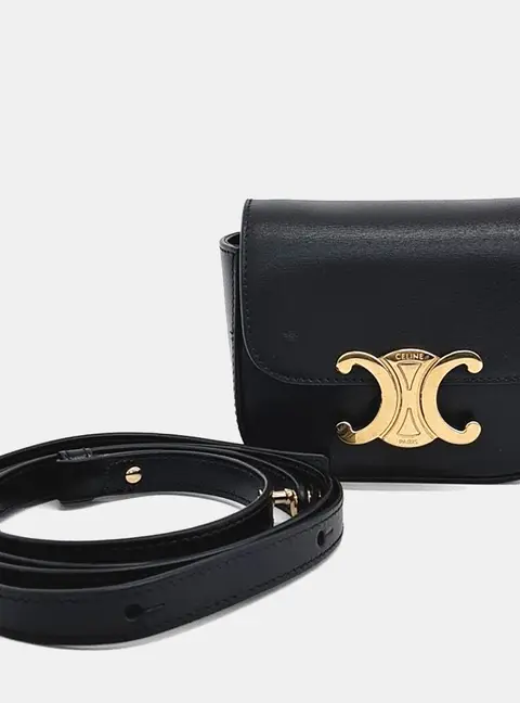 Celine Black Leather Triumph Mini Crossbody Bag