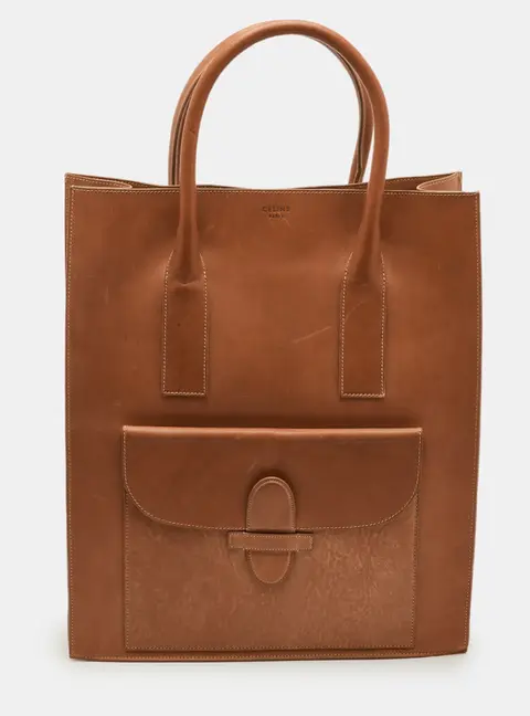 Celine Linda Tan Leather Shopper Tote