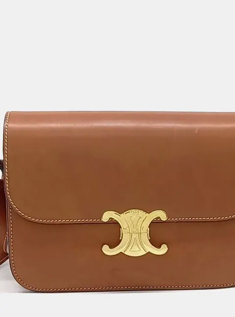 Celine Brown Leather Triumph Bag Medium