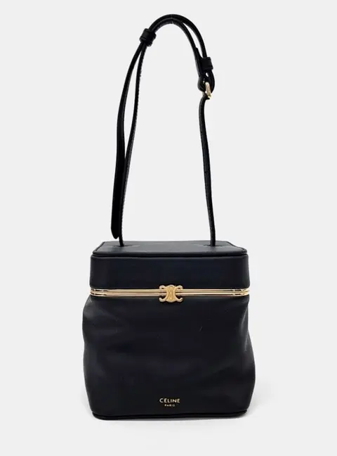 Celine Triumph Frame Small Black Calfskin Leather Crossbody Bag