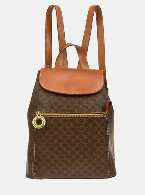 Celine Macadam Mini Brown Monogram Coated Canvas Leather Backpack Bag