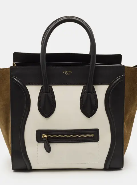 Celine Luggage Mini Tricolor Leather and Suede Tote