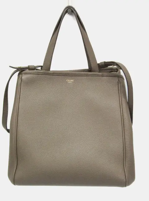 Celine Fold Cabas Small Gray/Brown Leather Shoulder Bag