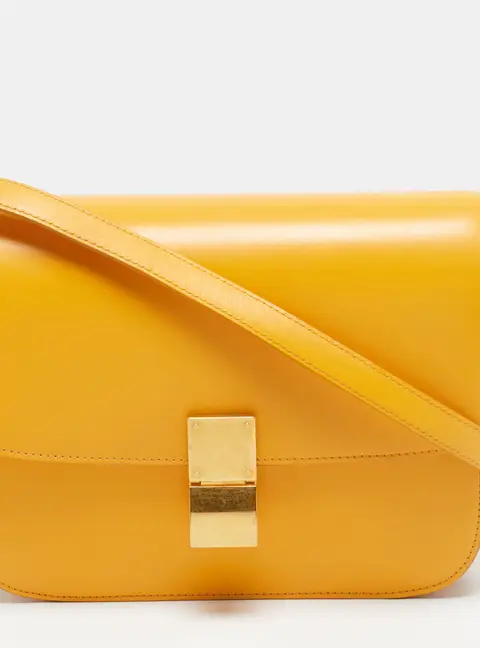 Celine Classic Box Medium Mustard Leather Shoulder Bag