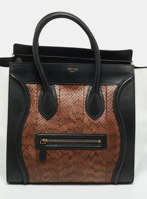 Celine Luggage Mini Tri Color Leather and Python Tote