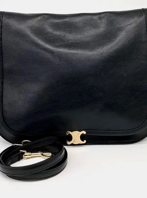 Celine Soft Triumph Besace Black Calfskin Leather Shoulder Bag