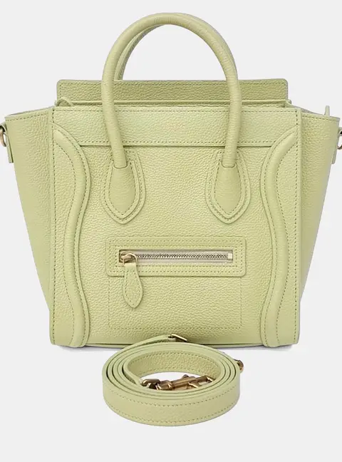Celine Green Leather Nano Luggage Bag
