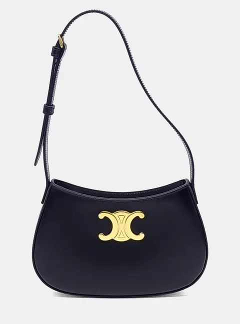 Celine Tilly Medium Black Calfskin Leather Shoulder Bag